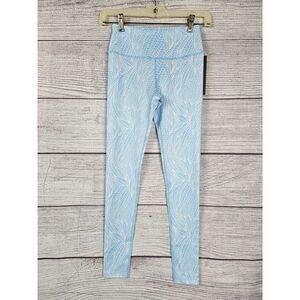 Almondon 4 Way Stretch Sweat Wicking Leggings Blue and White Size X-Small